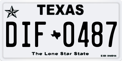 TX license plate DIF0487