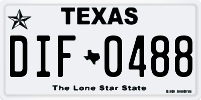 TX license plate DIF0488