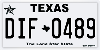 TX license plate DIF0489