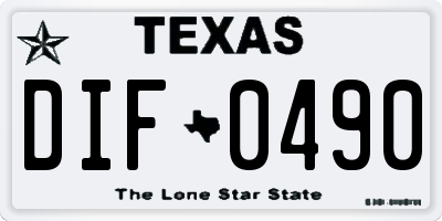 TX license plate DIF0490