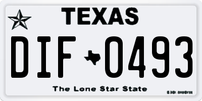 TX license plate DIF0493