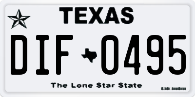 TX license plate DIF0495
