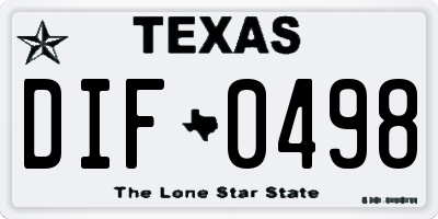 TX license plate DIF0498