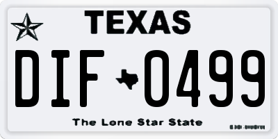 TX license plate DIF0499