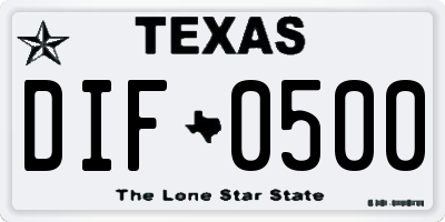 TX license plate DIF0500