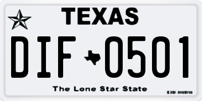 TX license plate DIF0501