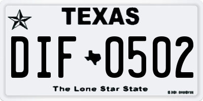TX license plate DIF0502
