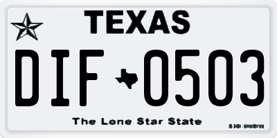 TX license plate DIF0503