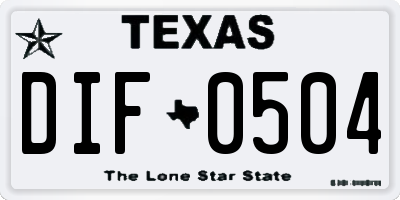 TX license plate DIF0504