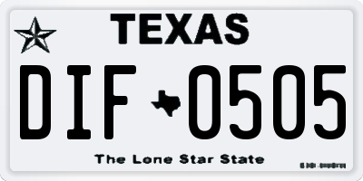 TX license plate DIF0505