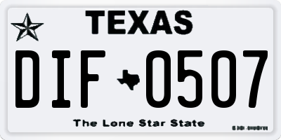 TX license plate DIF0507
