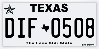 TX license plate DIF0508
