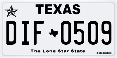 TX license plate DIF0509