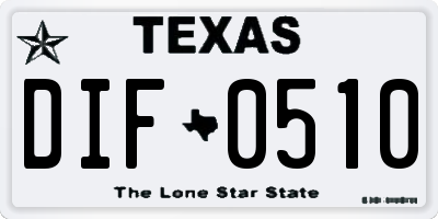 TX license plate DIF0510