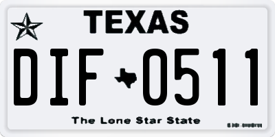 TX license plate DIF0511