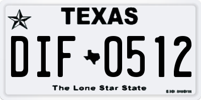 TX license plate DIF0512