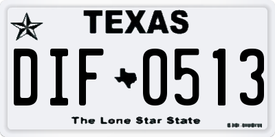 TX license plate DIF0513