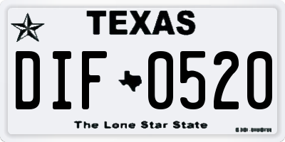 TX license plate DIF0520