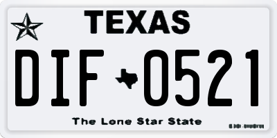 TX license plate DIF0521