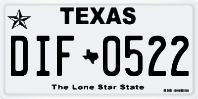TX license plate DIF0522