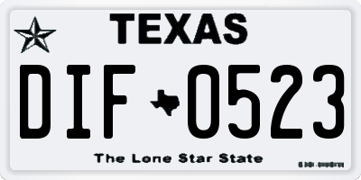 TX license plate DIF0523