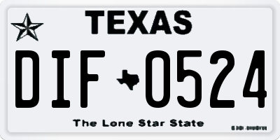 TX license plate DIF0524