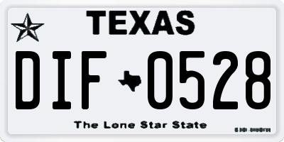 TX license plate DIF0528