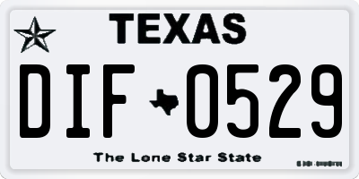 TX license plate DIF0529