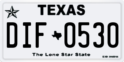 TX license plate DIF0530