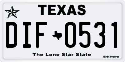 TX license plate DIF0531