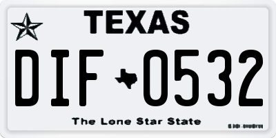 TX license plate DIF0532