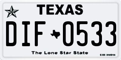TX license plate DIF0533