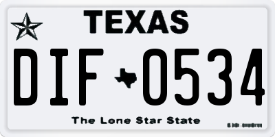 TX license plate DIF0534