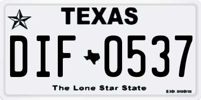 TX license plate DIF0537