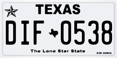 TX license plate DIF0538