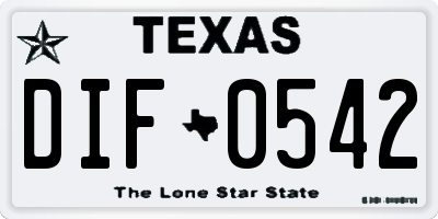 TX license plate DIF0542