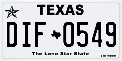 TX license plate DIF0549