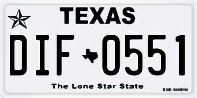 TX license plate DIF0551