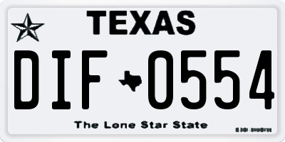 TX license plate DIF0554
