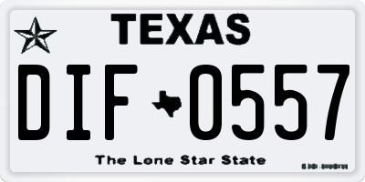 TX license plate DIF0557