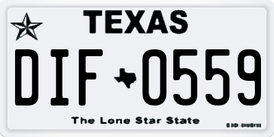 TX license plate DIF0559