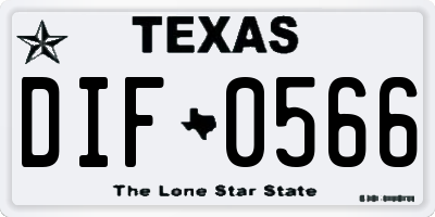 TX license plate DIF0566