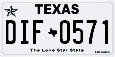 TX license plate DIF0571