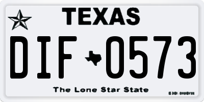 TX license plate DIF0573