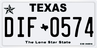TX license plate DIF0574