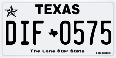 TX license plate DIF0575