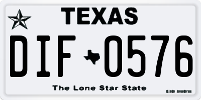 TX license plate DIF0576