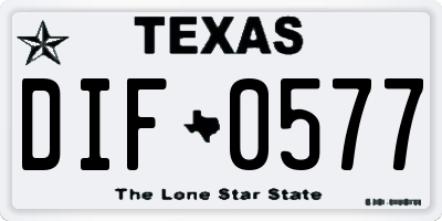 TX license plate DIF0577