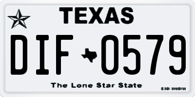 TX license plate DIF0579