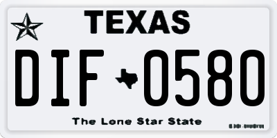 TX license plate DIF0580